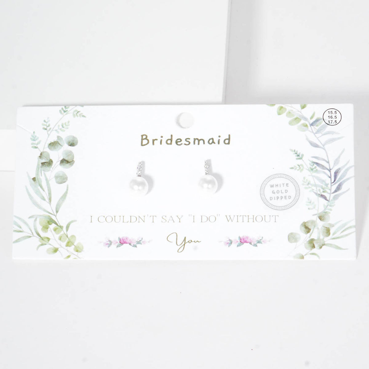 Elegant Bridesmaid Pearl Drop Earrings on Message Card
