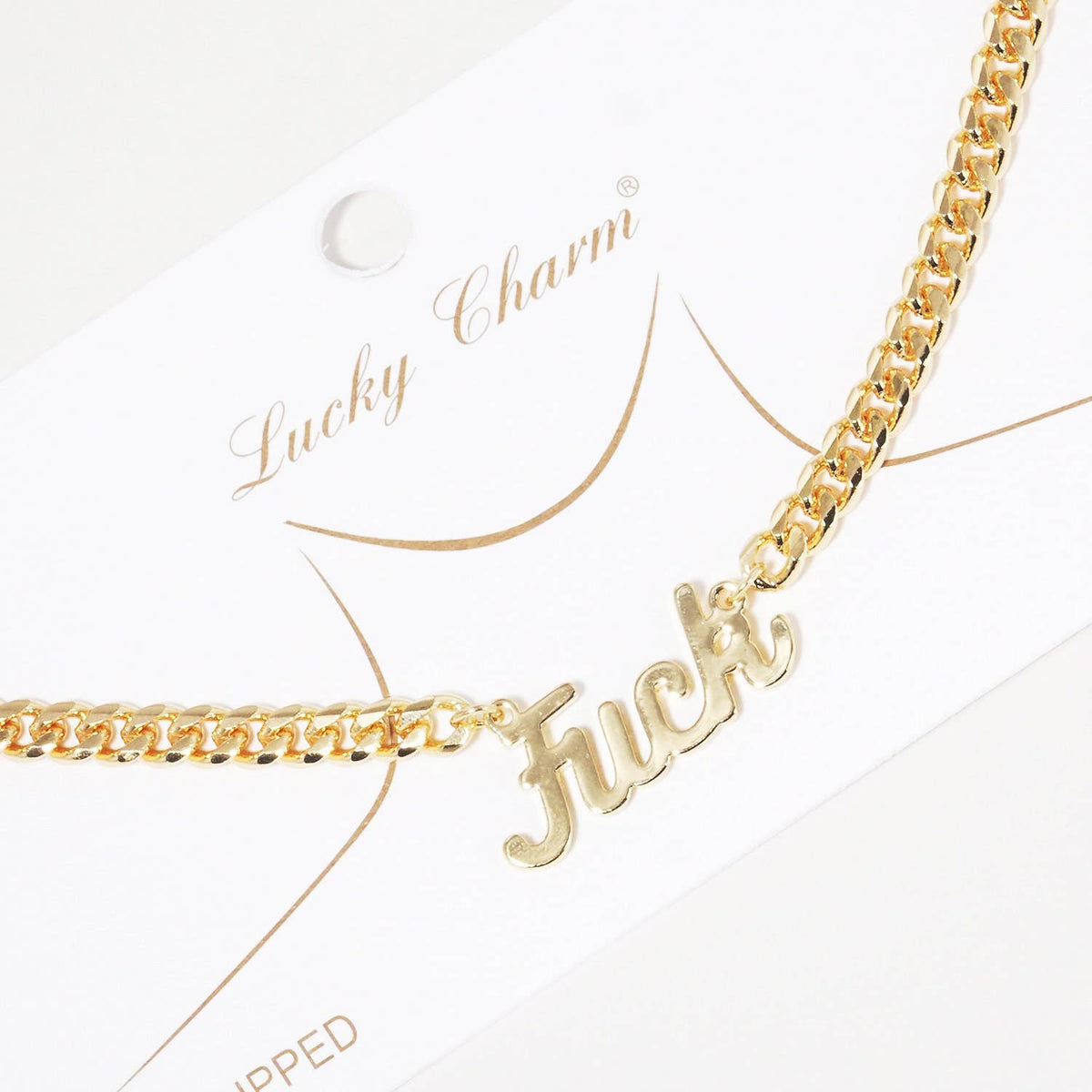 Gold Plated Cuban Link F*** Necklace