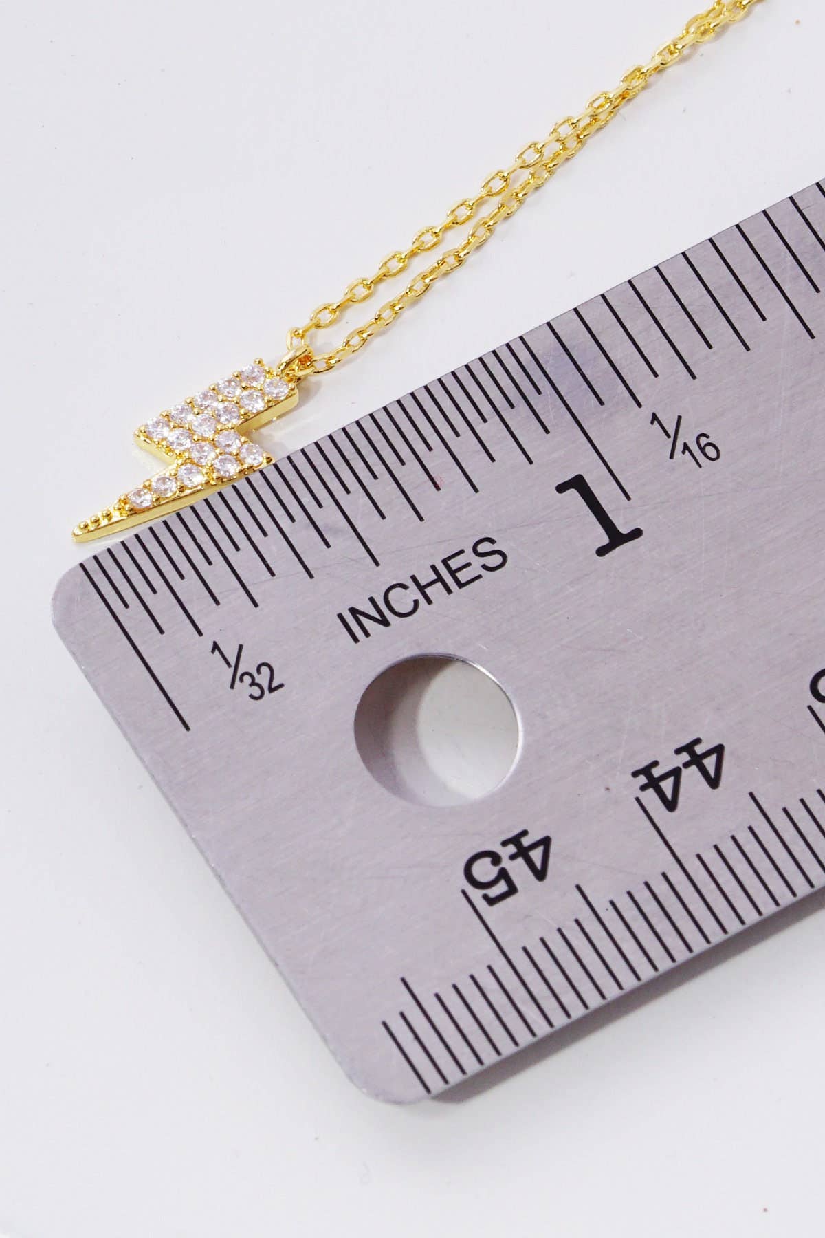 Gold Cubic Embedded Lightning Bolt Necklace
