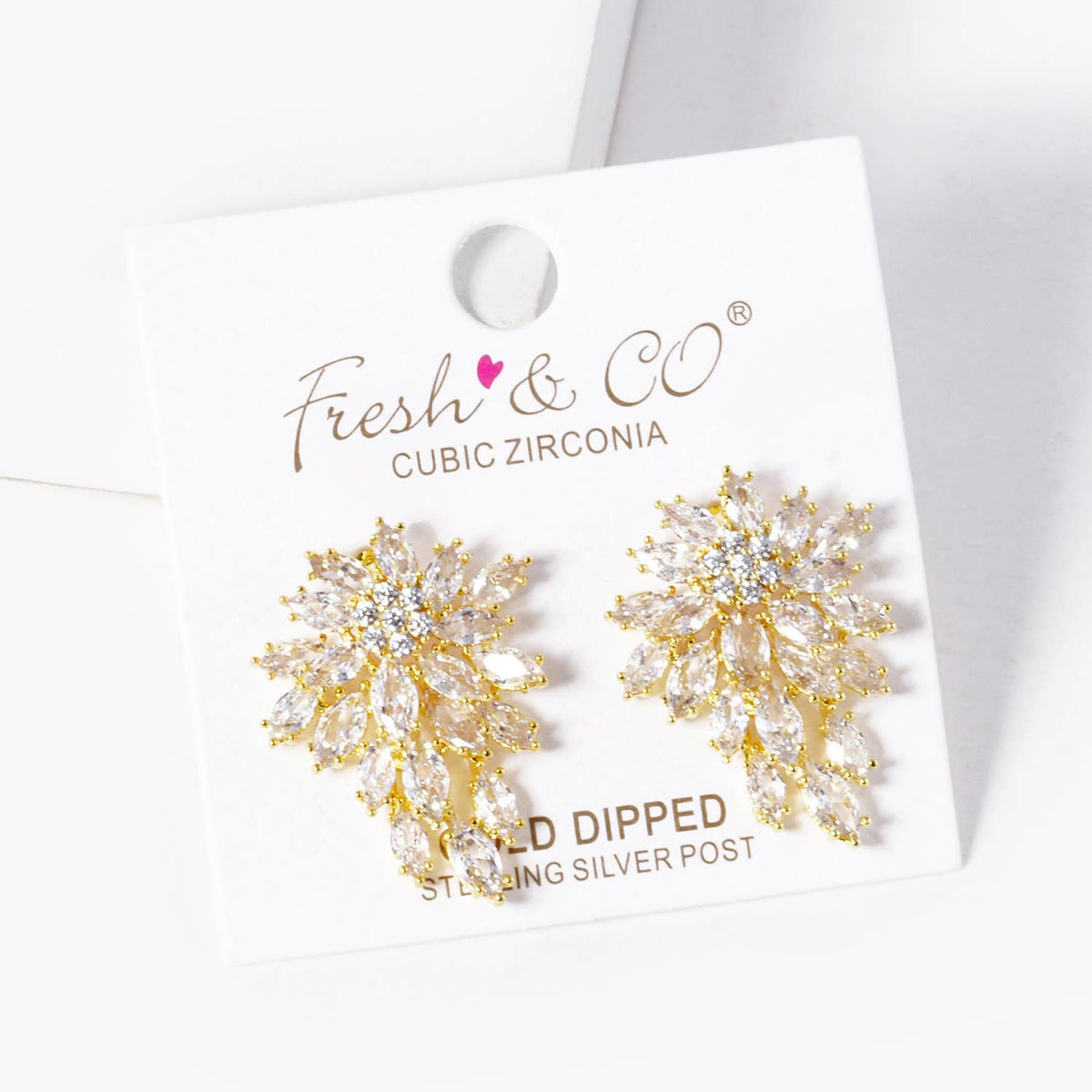 Dazzling Cubic Zirconia Floral Cluster Drop Earrings
