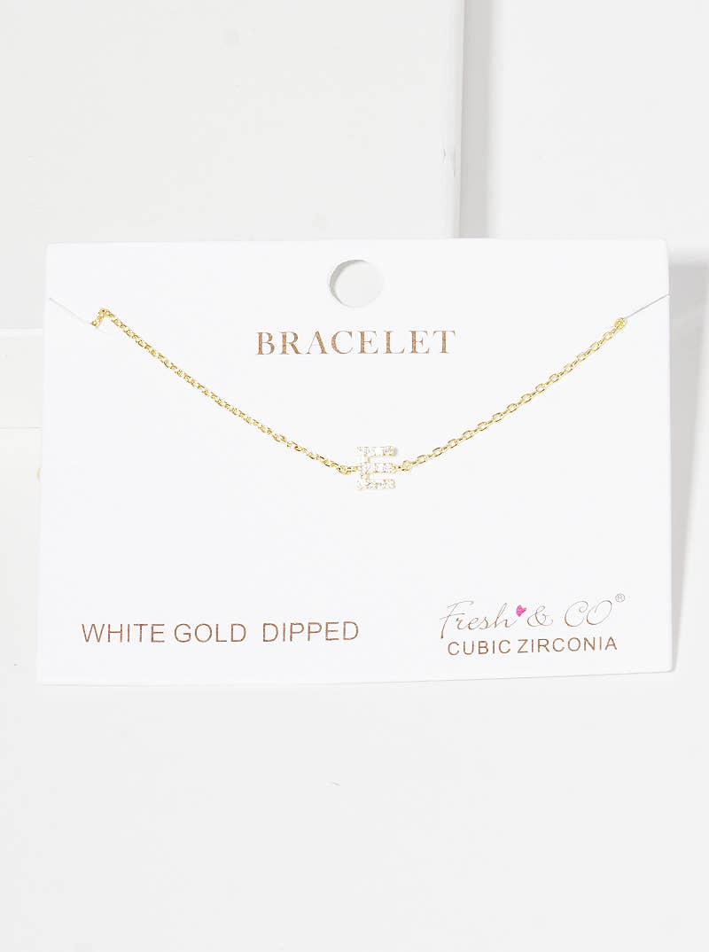 Dainty Pavé Cubic Zirconia Initial Letter Chain Bracelet
