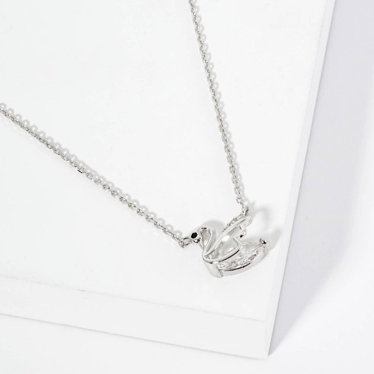 18K Gold Dipped CZ Swan Pendant Necklace