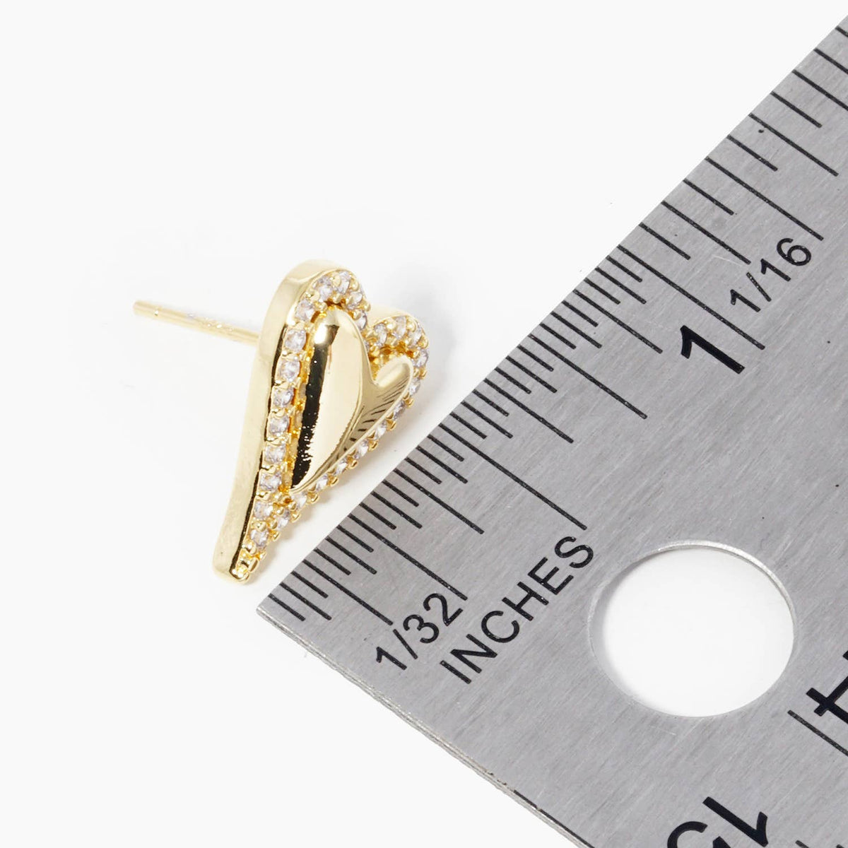 Dainty Pave Heart Stud Earrings