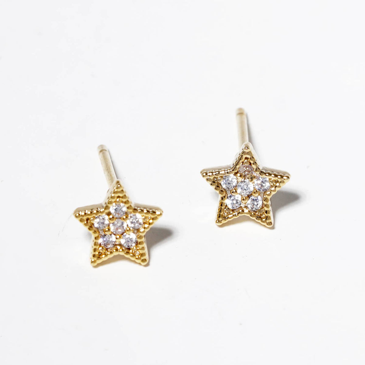 18K Gold Dipped CZ Pave Star Post Stud Earrings