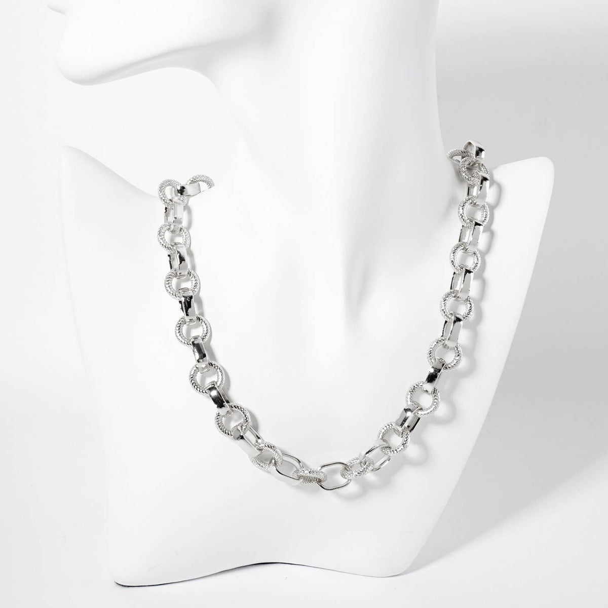 18K-Gold-Dipped 14-12mm Textured Chain Necklace