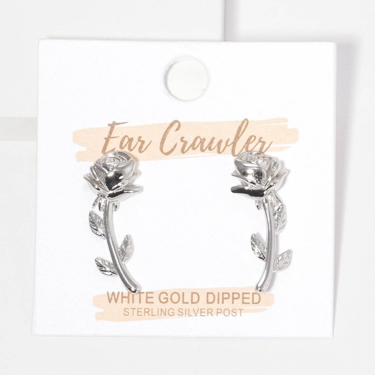 Gold Plated Flower Rose Ear Crawler Earrings