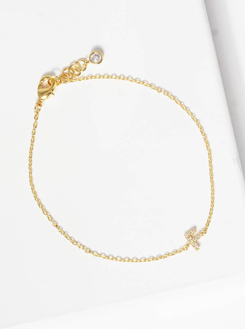 Dainty Pavé Cubic Zirconia Initial Letter Chain Bracelet
