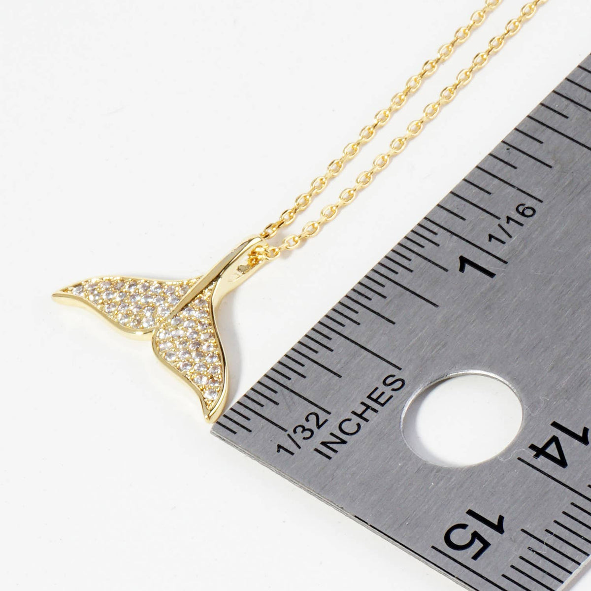 Pave-Set Cubic-Zirconia Whale Tail Pendant Necklace