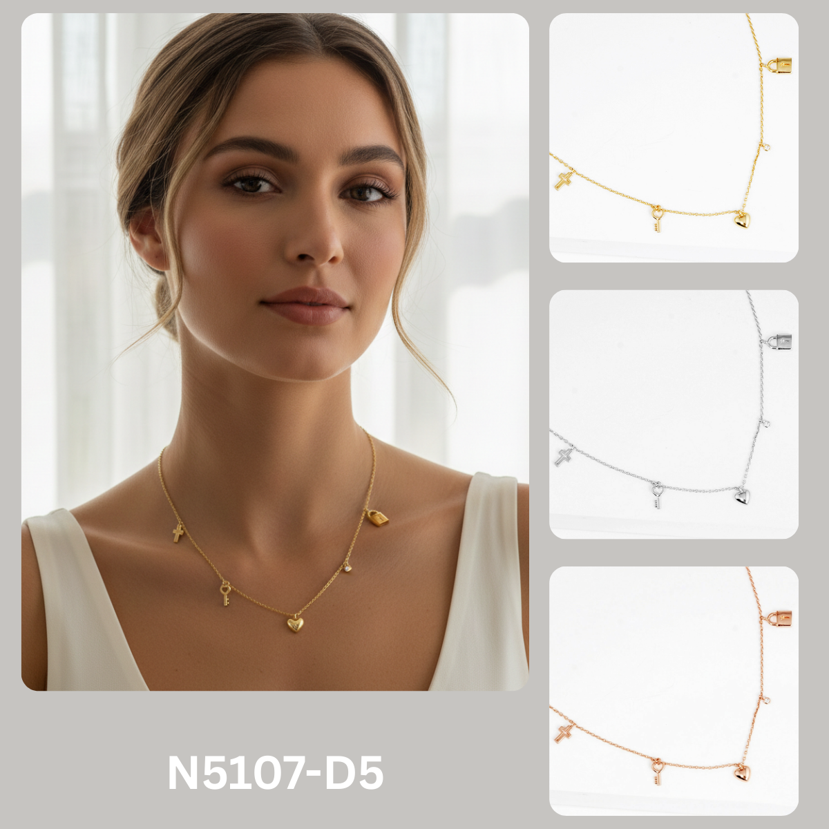 Minimalist Multi-Charm Dangle Necklace