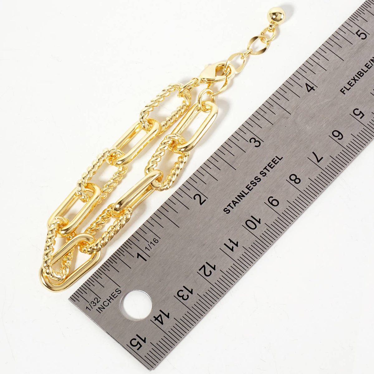 Mixed Texture Paperclip & Rope Chain Bracelet
