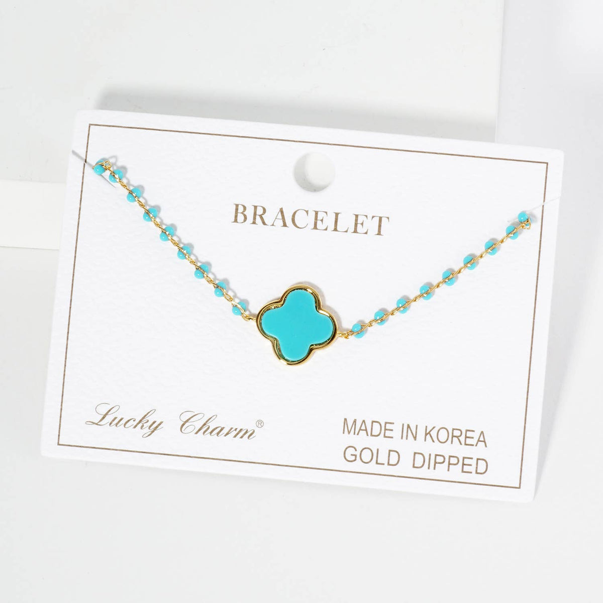 Four-Leaf Clover Mother of Pearl & Beaded Rosary Bracelet