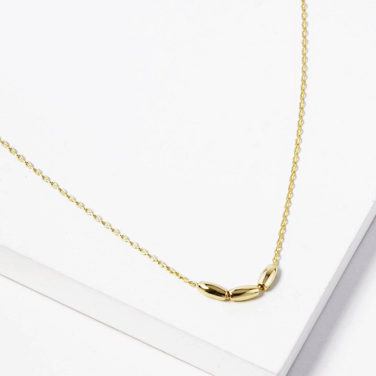 Minimalist Three-Bead Dainty Pendant Necklace