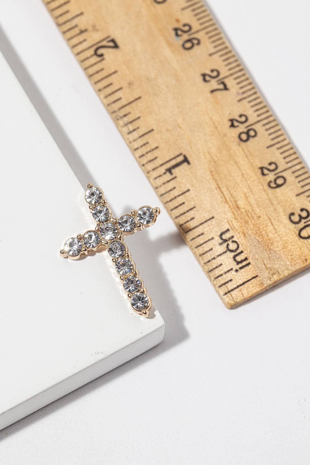 Big Crystal Cross Stud Earrings – Bold Round-Crystal Cross,