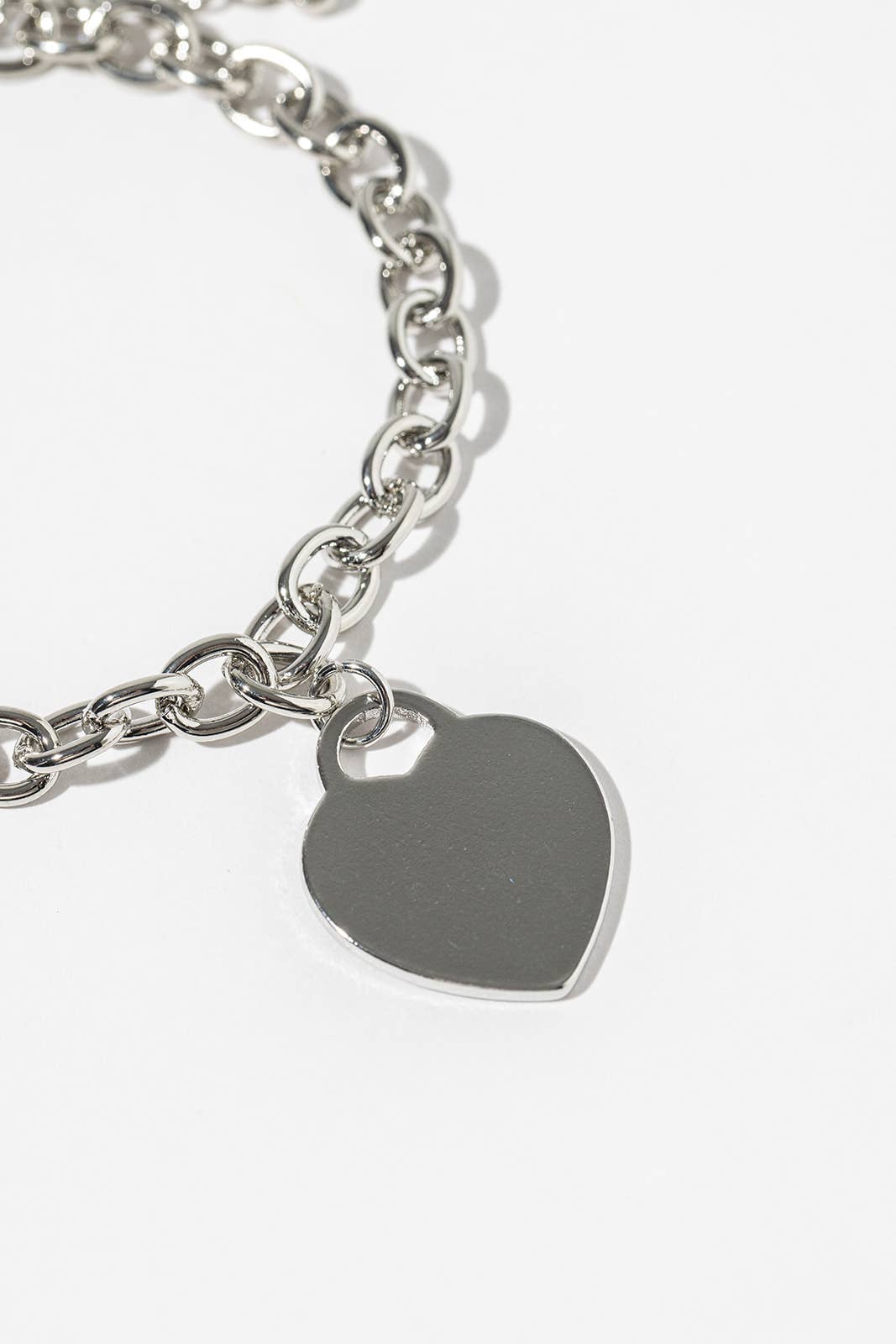 Mixed Metal Two-Row Heart Charm Bracelet with Magnetic Clasp