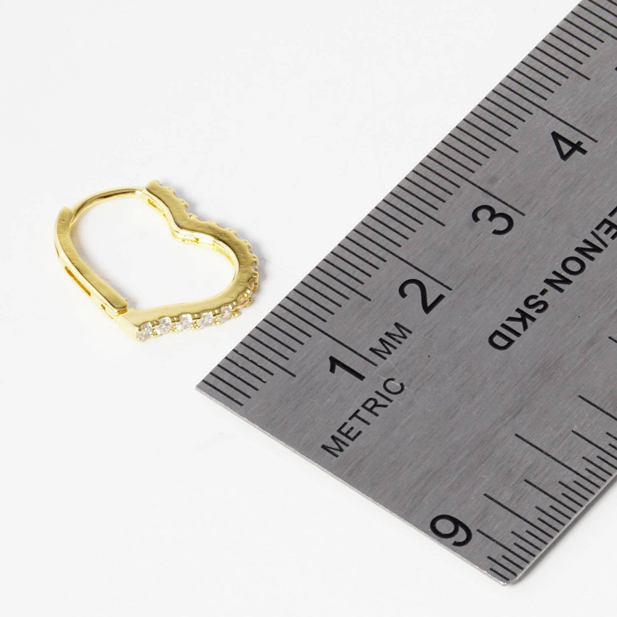 Dainty Pave Heart Huggie Hoop Earrings