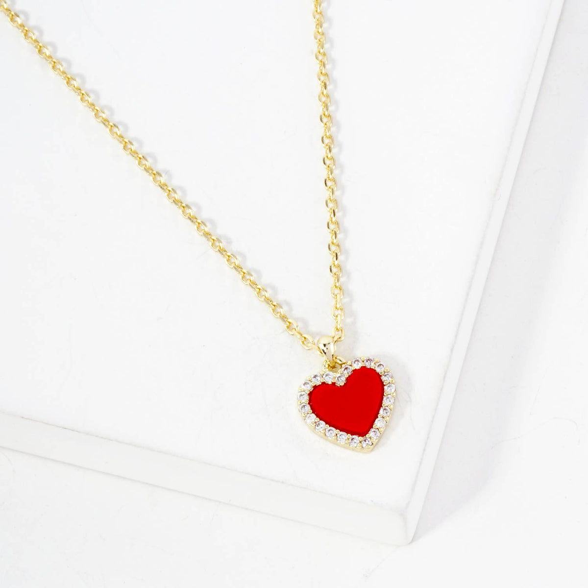 Pave-Set Cubic-Zirconia 9mm Heart Pendant Necklace