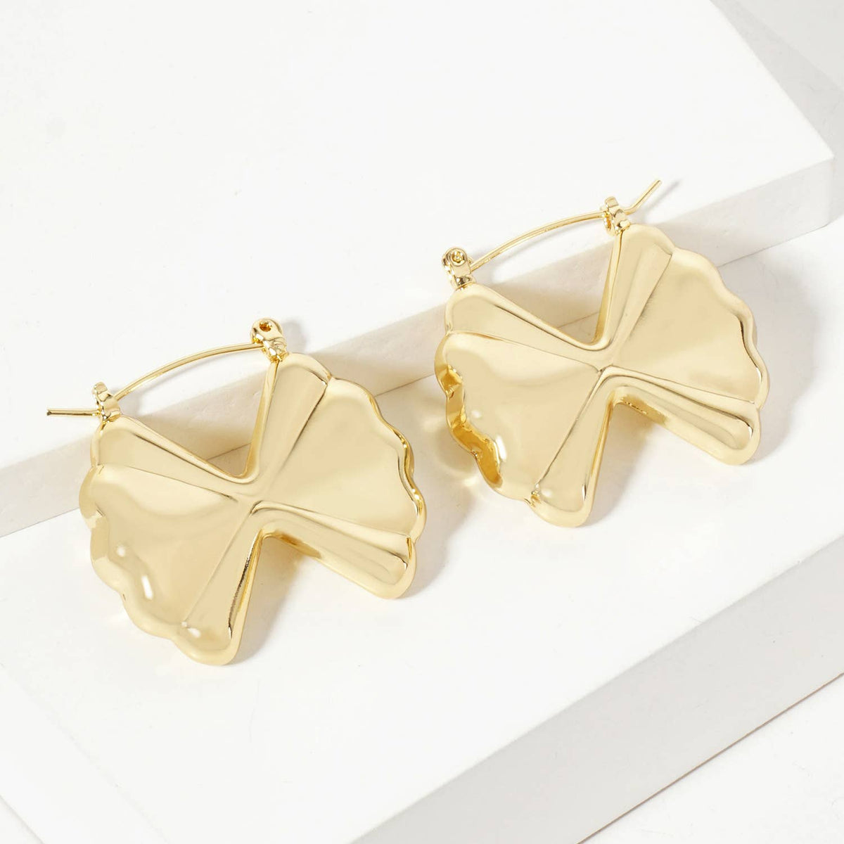 Polished Brass Farfalle-Shaped 1-inch Earrings
