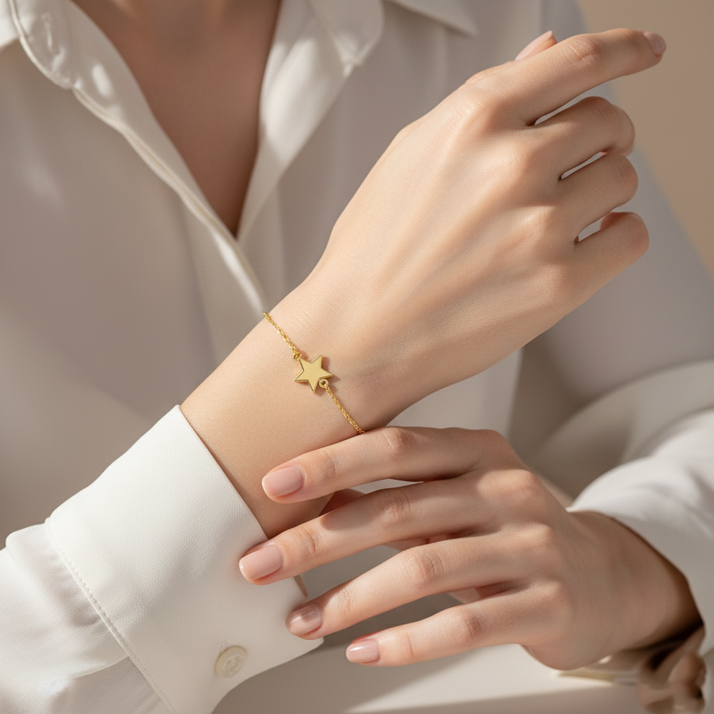 Celestial-Theme 10mm Star Chain Bracelet