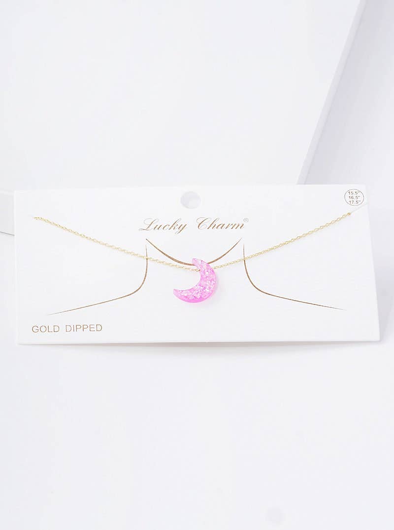 Gold Plated Opal Crescent Moon Necklace