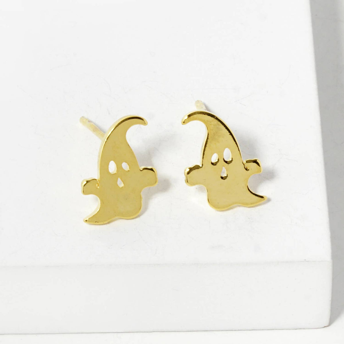Brass Ghost Sterling Silver Post Halloween Stud Earrings