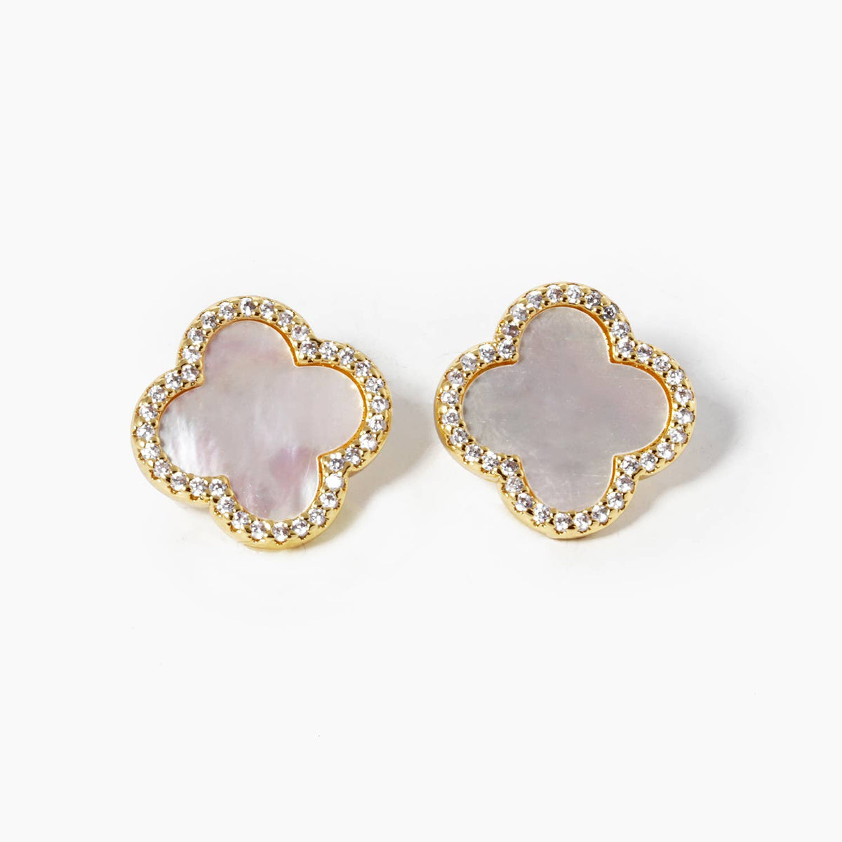 Dainty Clover Pavé Cubic Zirconia Stud Earrings