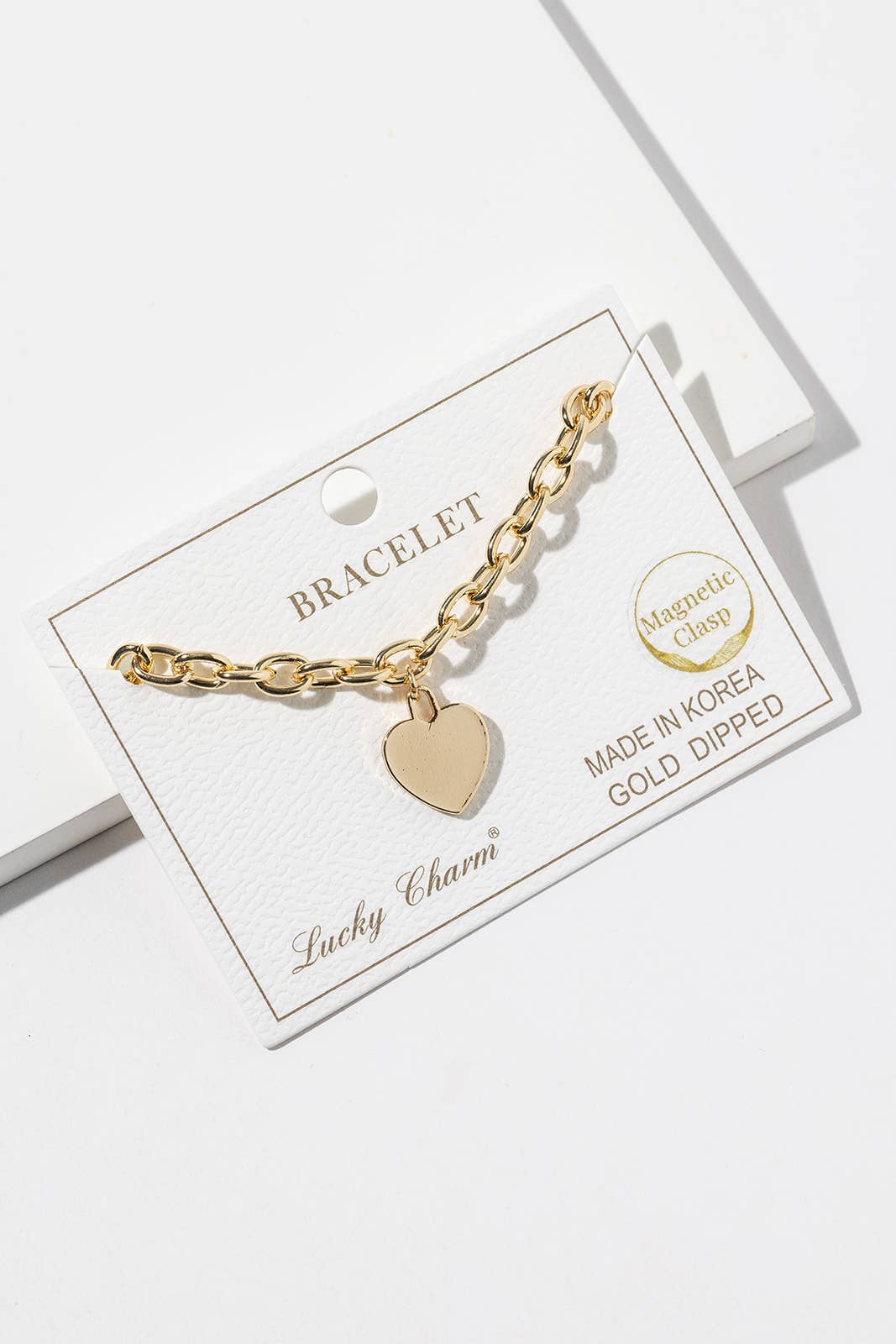 Magnetic Clasp Heart Charm Link Bracelet