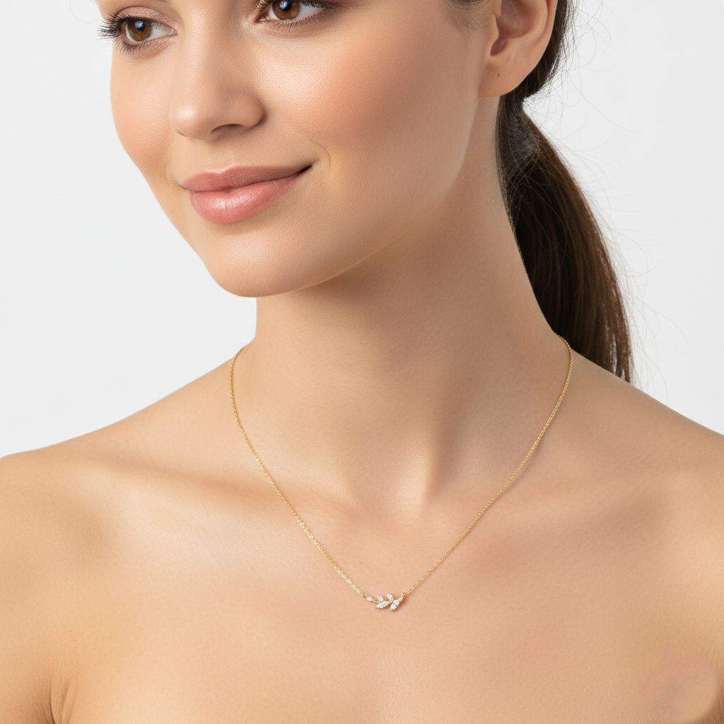 Marquise Olive Leaf Branch Necklace