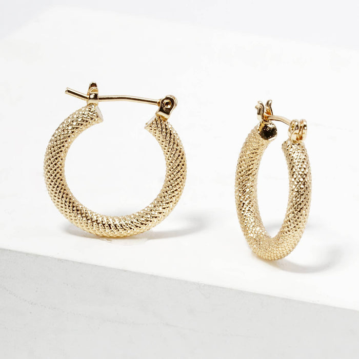 Textured Spiral Grid Hoop Earrings