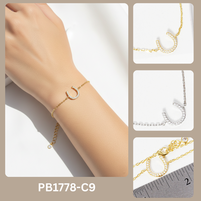 Minimalist Pavé Horseshoe Charm Bracelet