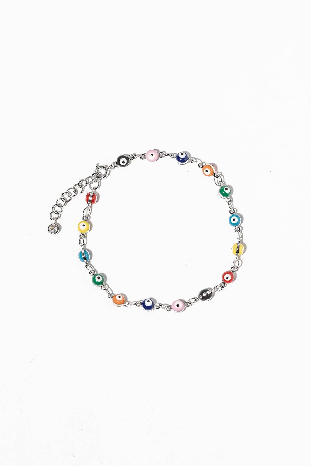 Multi-Color Enamel Evil Eye Station Bracelet