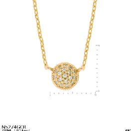 Pave Disco Ball Disc Pendant Necklace