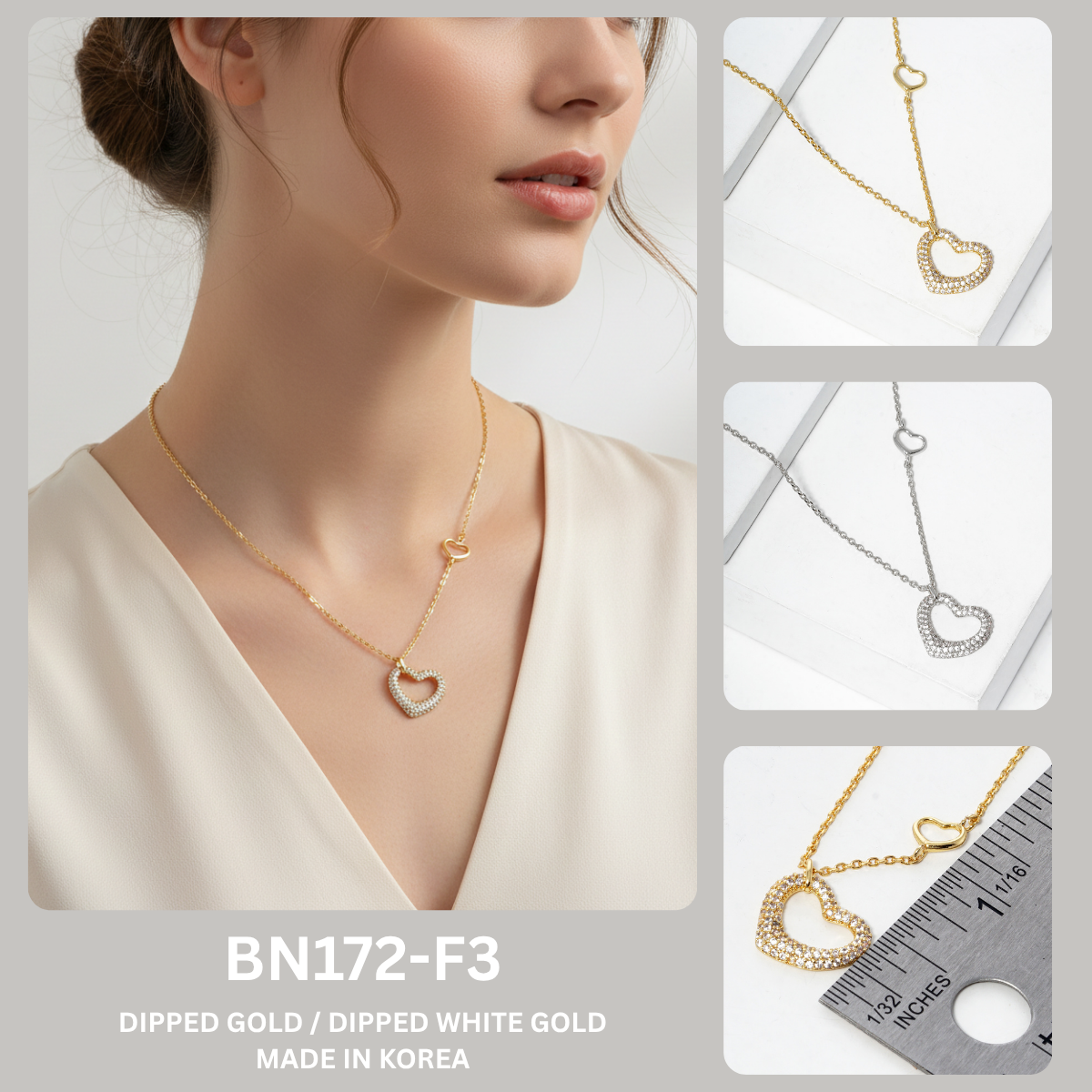 Asymmetric Pave Heart Pendant Necklace