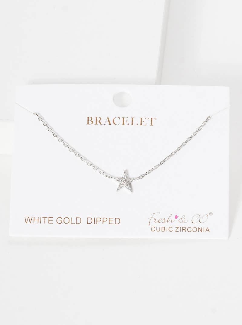 Dainty Pave Star Charm Chain Bracelet