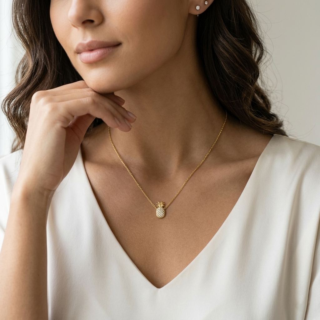 Pavé Pineapple Pendant Necklace