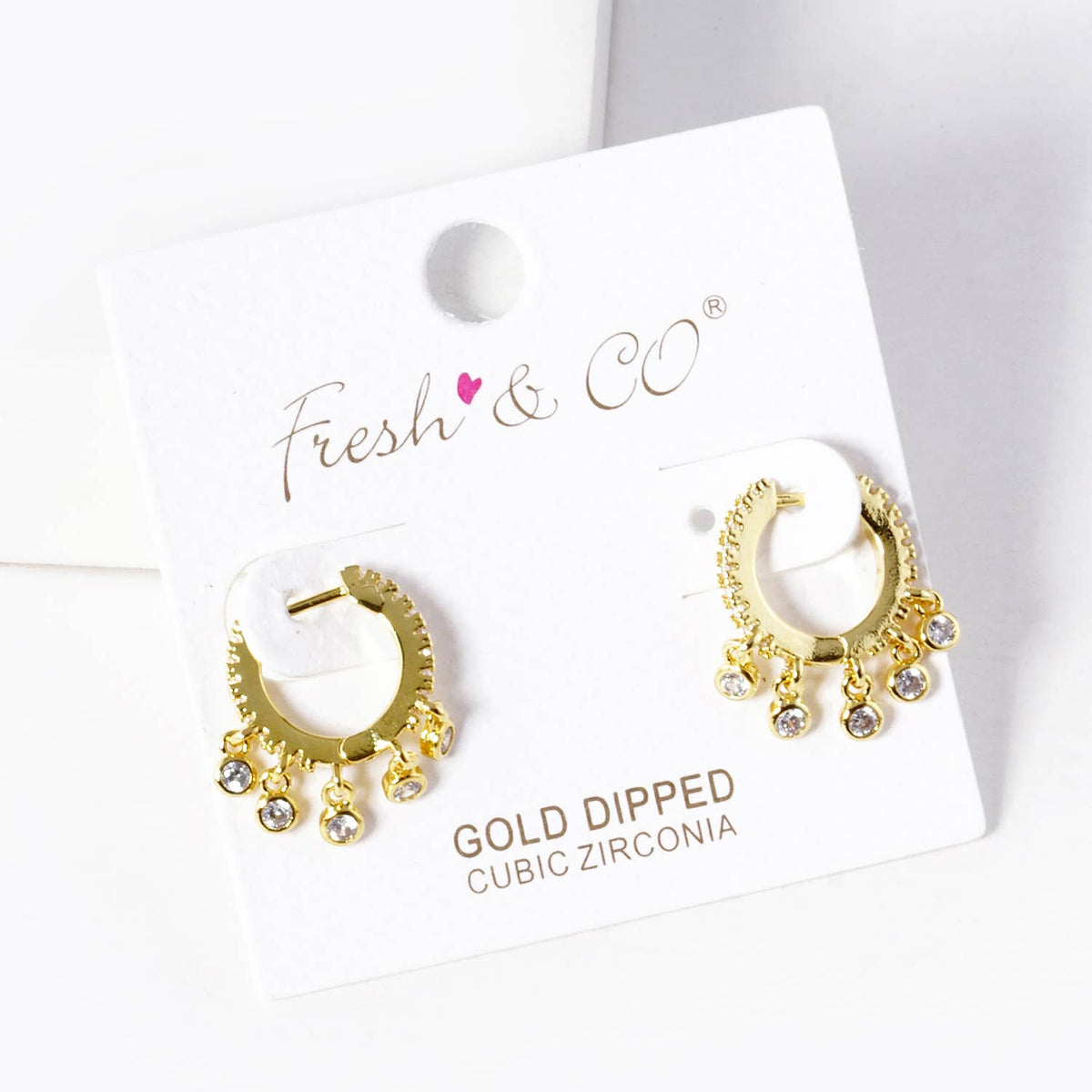 Dainty CZ Dangle Huggie Hoop Earrings