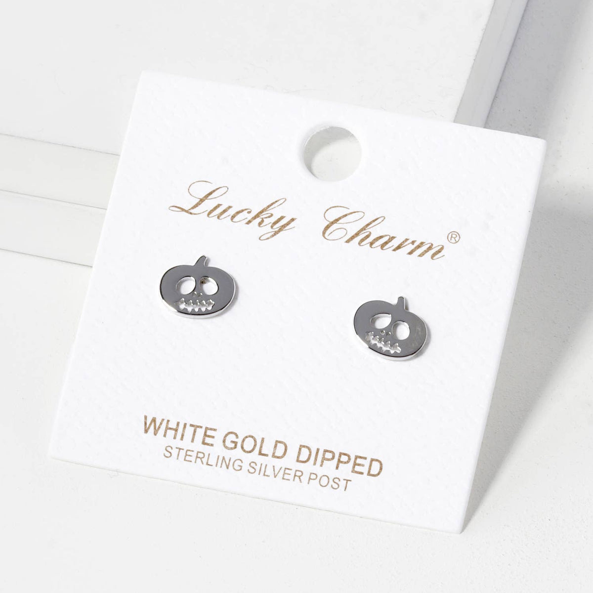 Brass Pumpkin Sterling Silver Post Halloween Stud Earrings