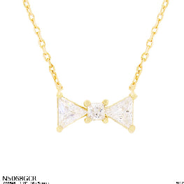 Minimalist Bow Knot Cubic Zirconia Charm Necklace