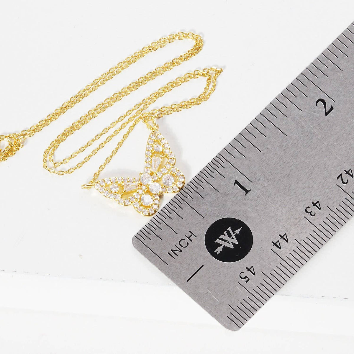 Gold Baguette Butterfly Necklace