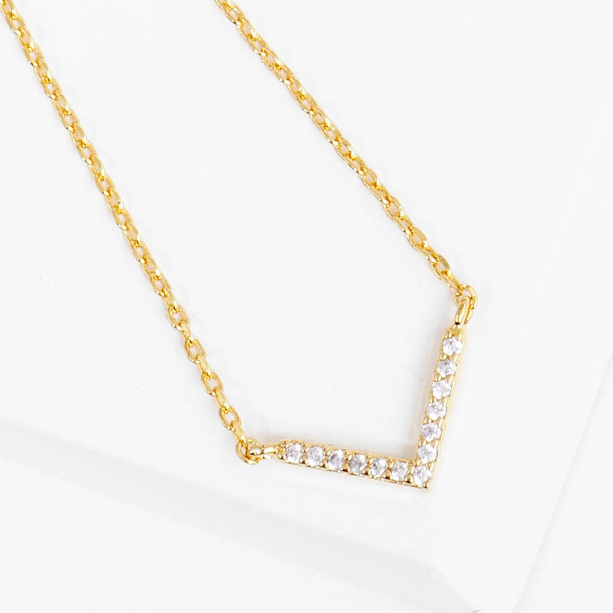 Dainty Pavé V-Bar Necklace