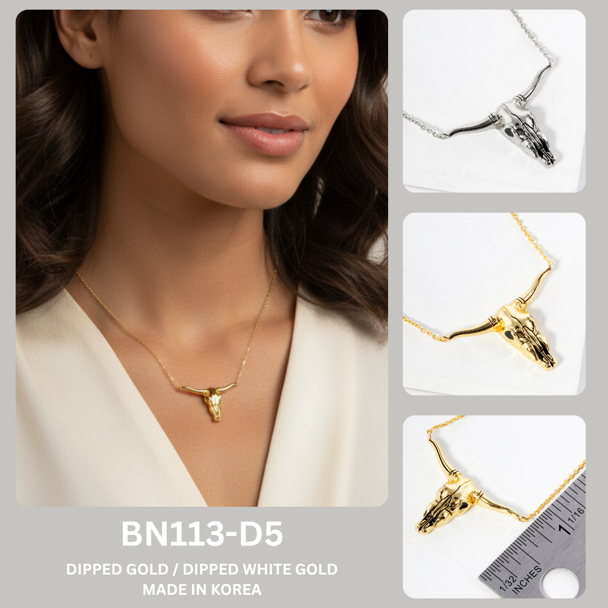 Western Longhorn Bull Skull Pendant Necklace