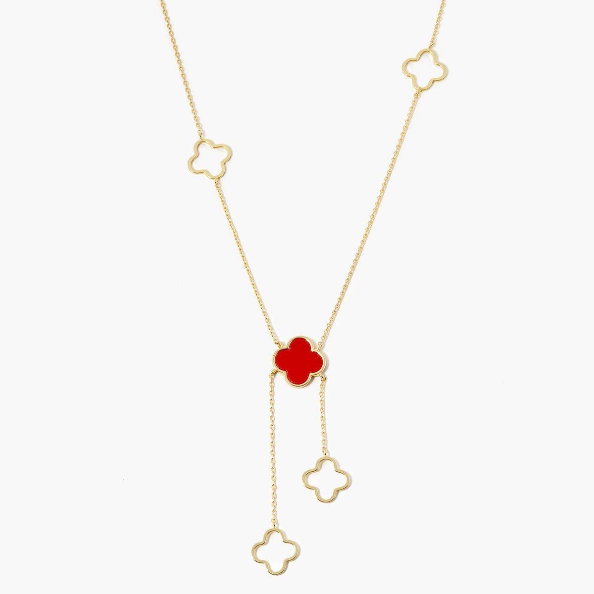 Minimalist Clover Y-Necklace with Dangle Charms