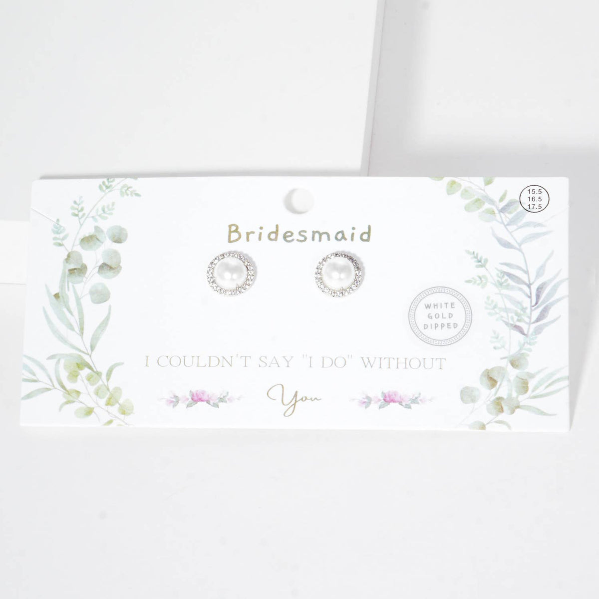 Classic Pearl & Crystal Halo Bridesmaid Stud Earrings