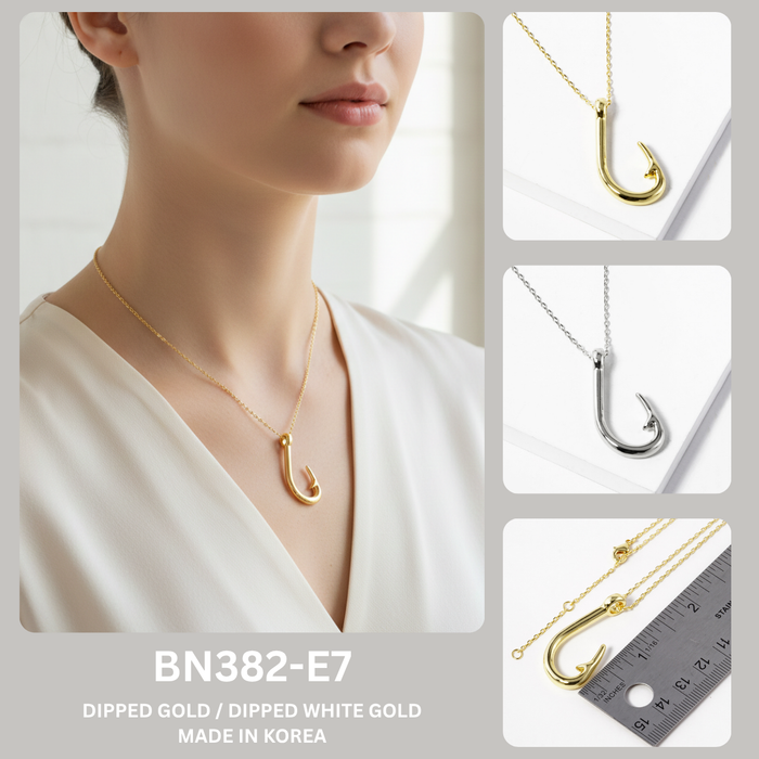 Minimalist Fish Hook Pendant Necklace
