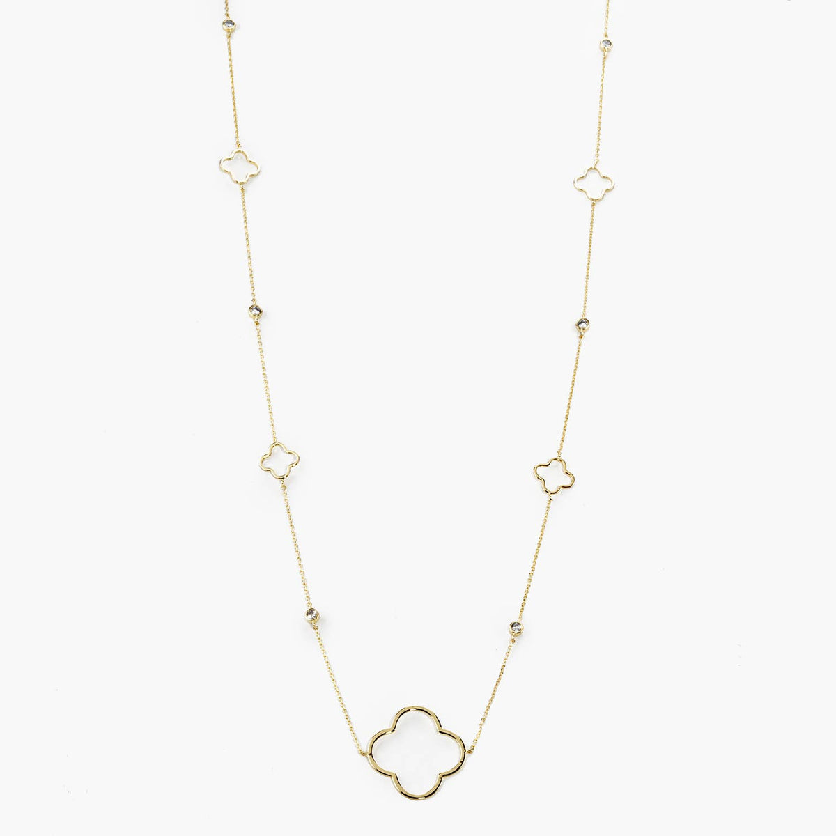 Delicate Quatrefoil Clover Statement Long Necklace