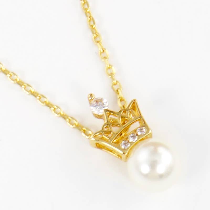 Bridesmaid Pearl Crown Pendant Necklace
