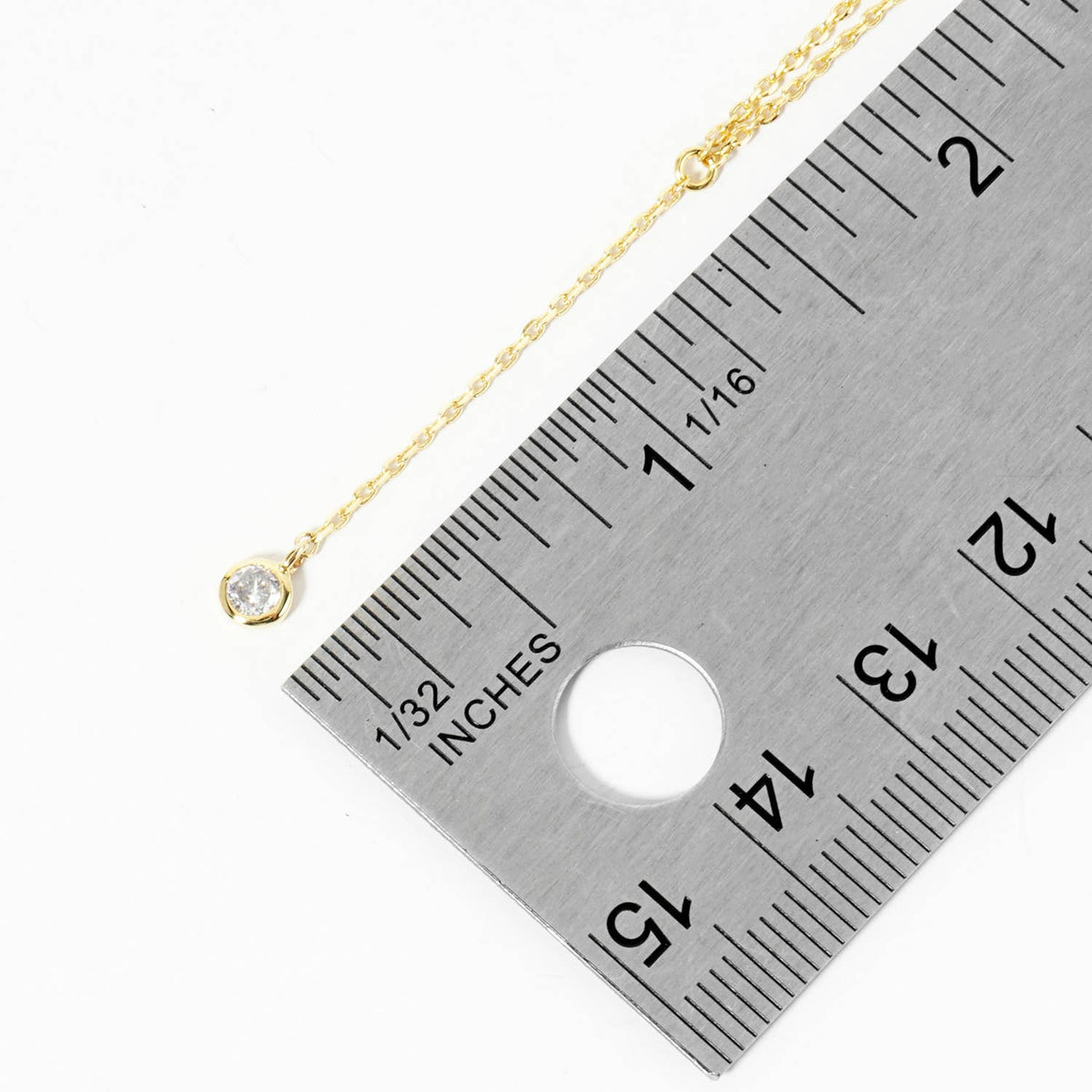 14K Gold Plated Dainty CZ Drop Lariat Necklace