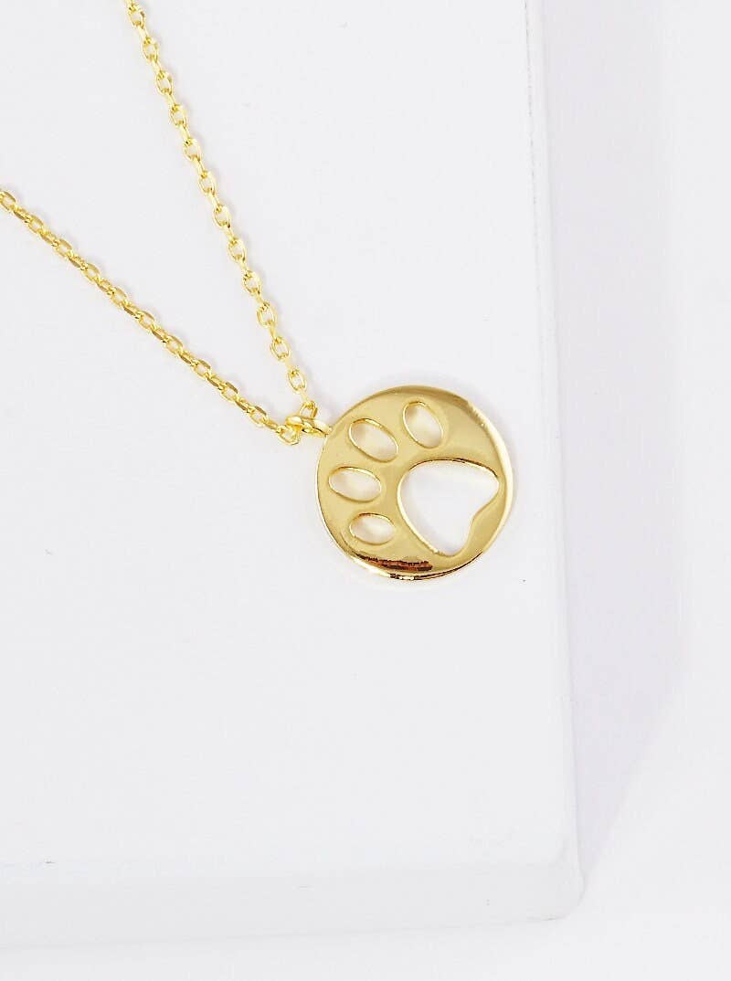 Gold Paw Print Cut Out Necklace