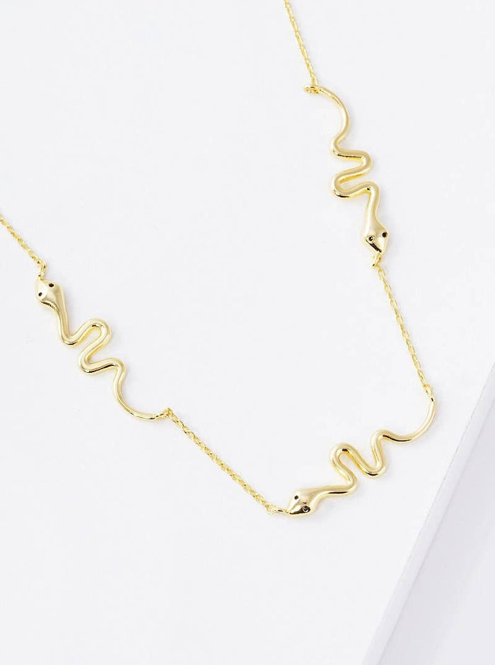 Mini Spaced Snake Charm Necklace