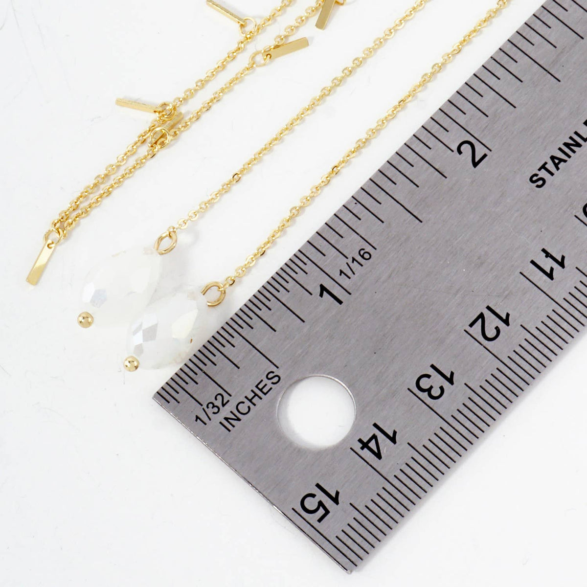 Faceted Teardrop-Shaped Glass-Beads Drop Face-Chain