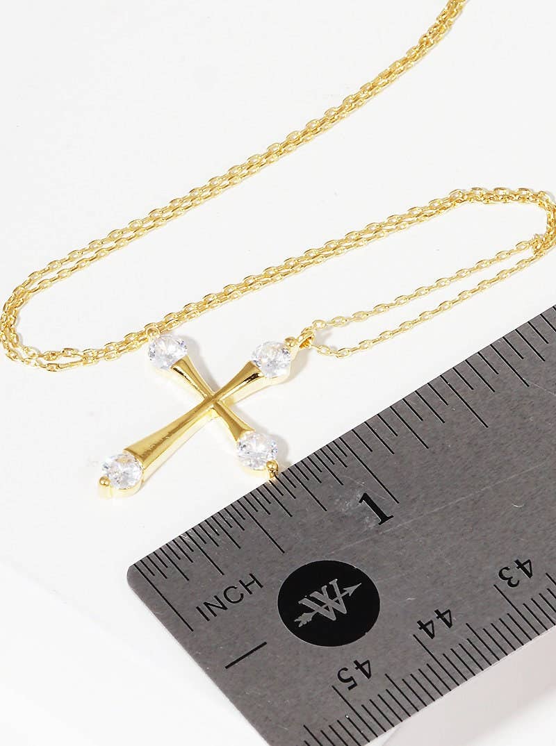 Round Baguette Cut Cross Necklace